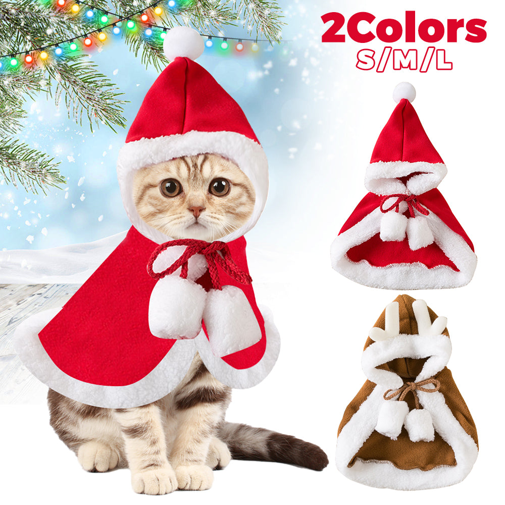 Cute Dog/Cat Santa Hooded Cape Costume